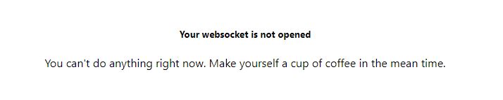 your websocket is not opened. make yourself a cup of coffee in the mean time